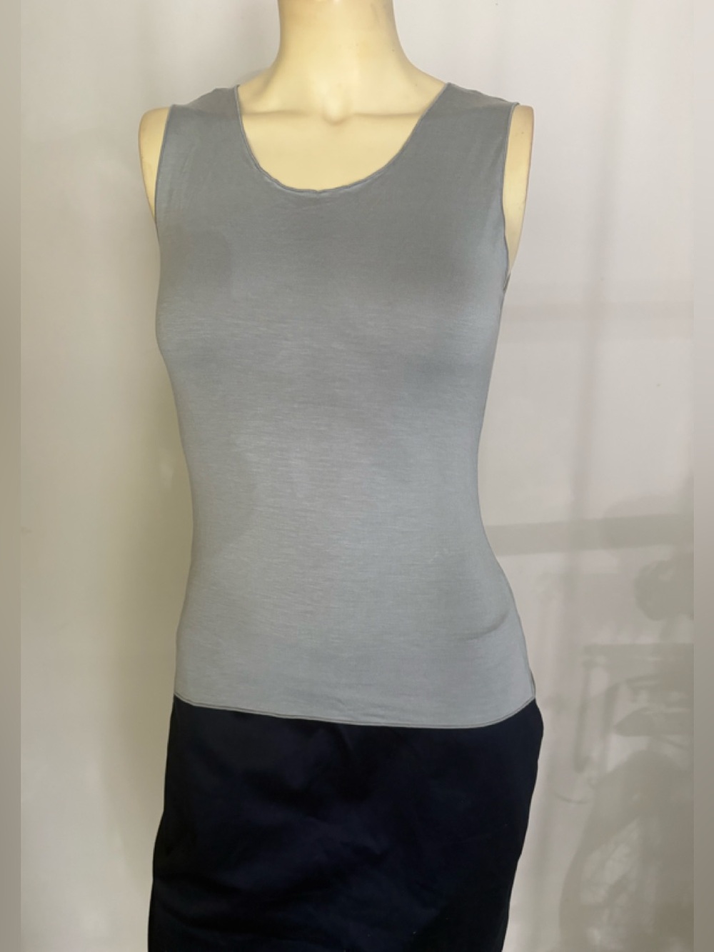 Armani Collezioni Light Gray Scoop Neck Tank